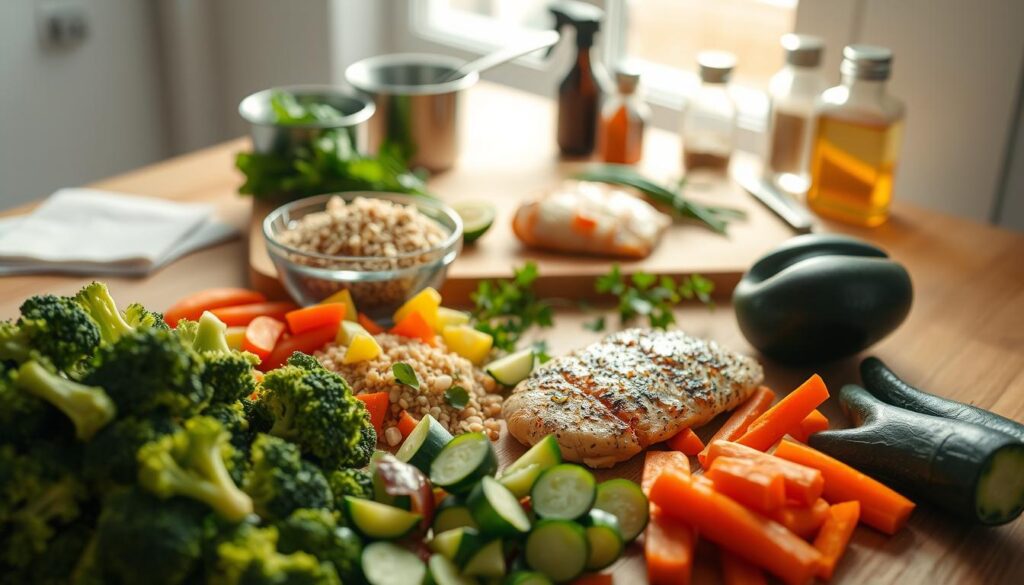 Clean eating meal preparation