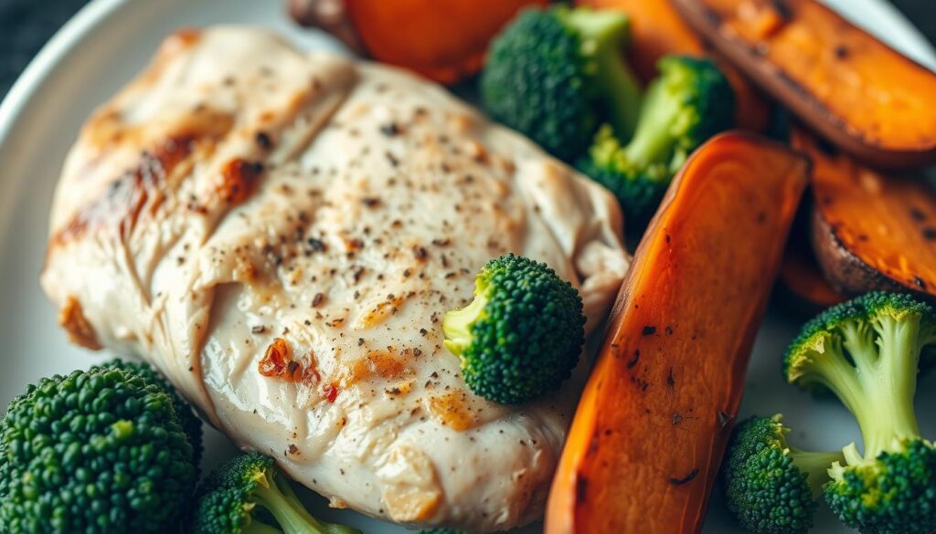 Healthy meal with chicken and vegetables