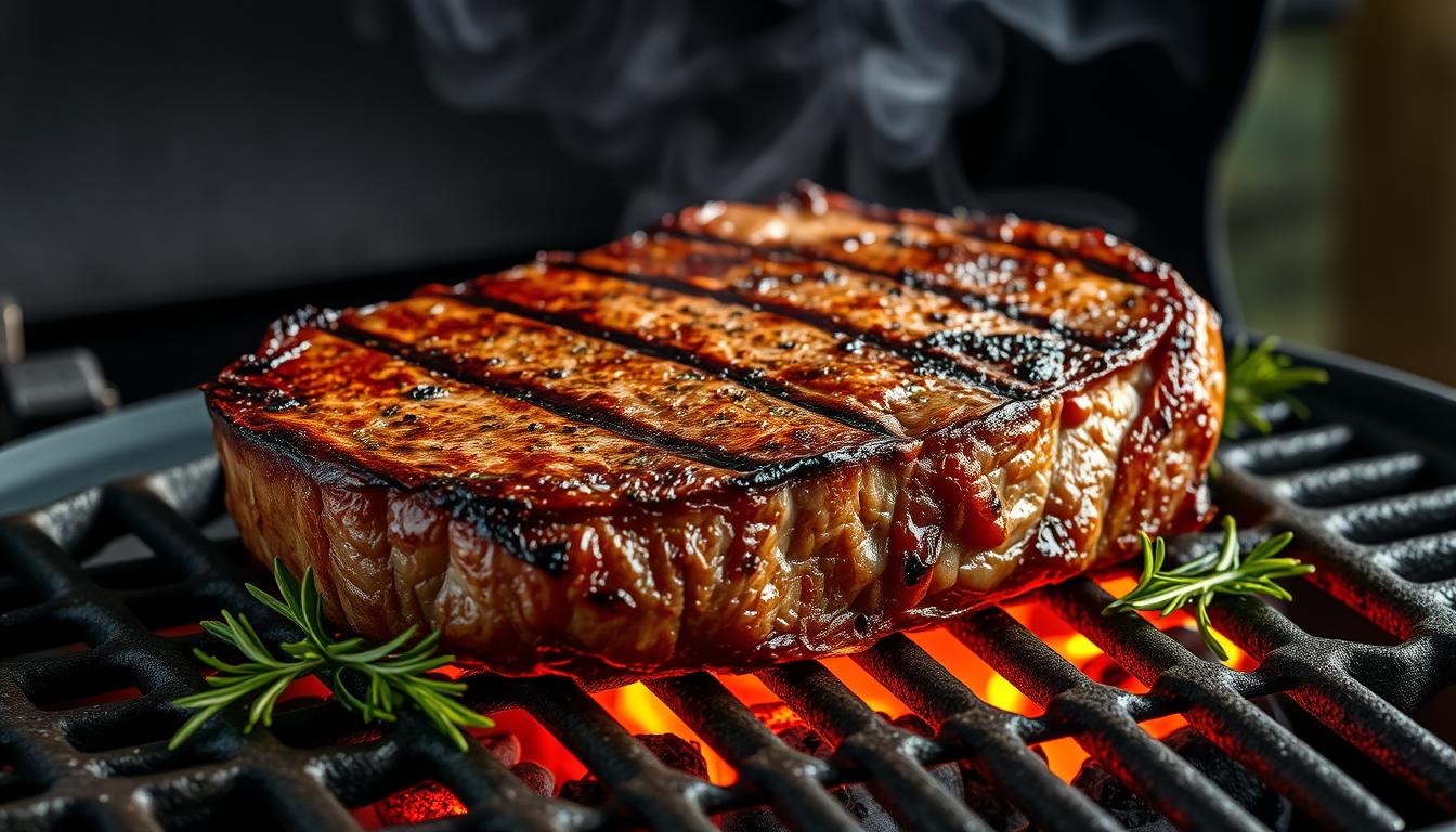 t-bone steak on the grill