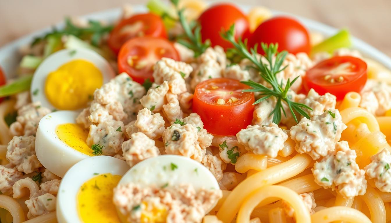 egg and tuna pasta salad