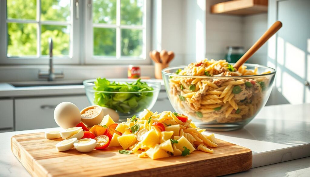 step-by-step pasta salad preparation